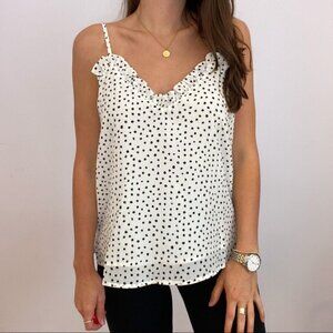 Black and White Polka Dot Ruffle Tank Top Cami